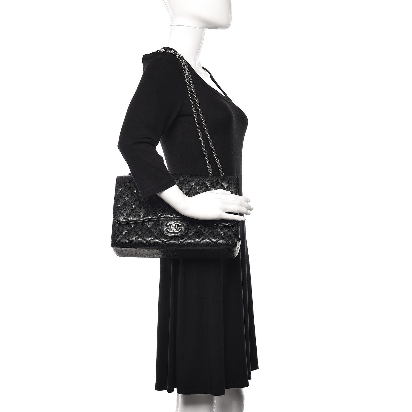 Caviar Quilted Jumbo Single Flap Black