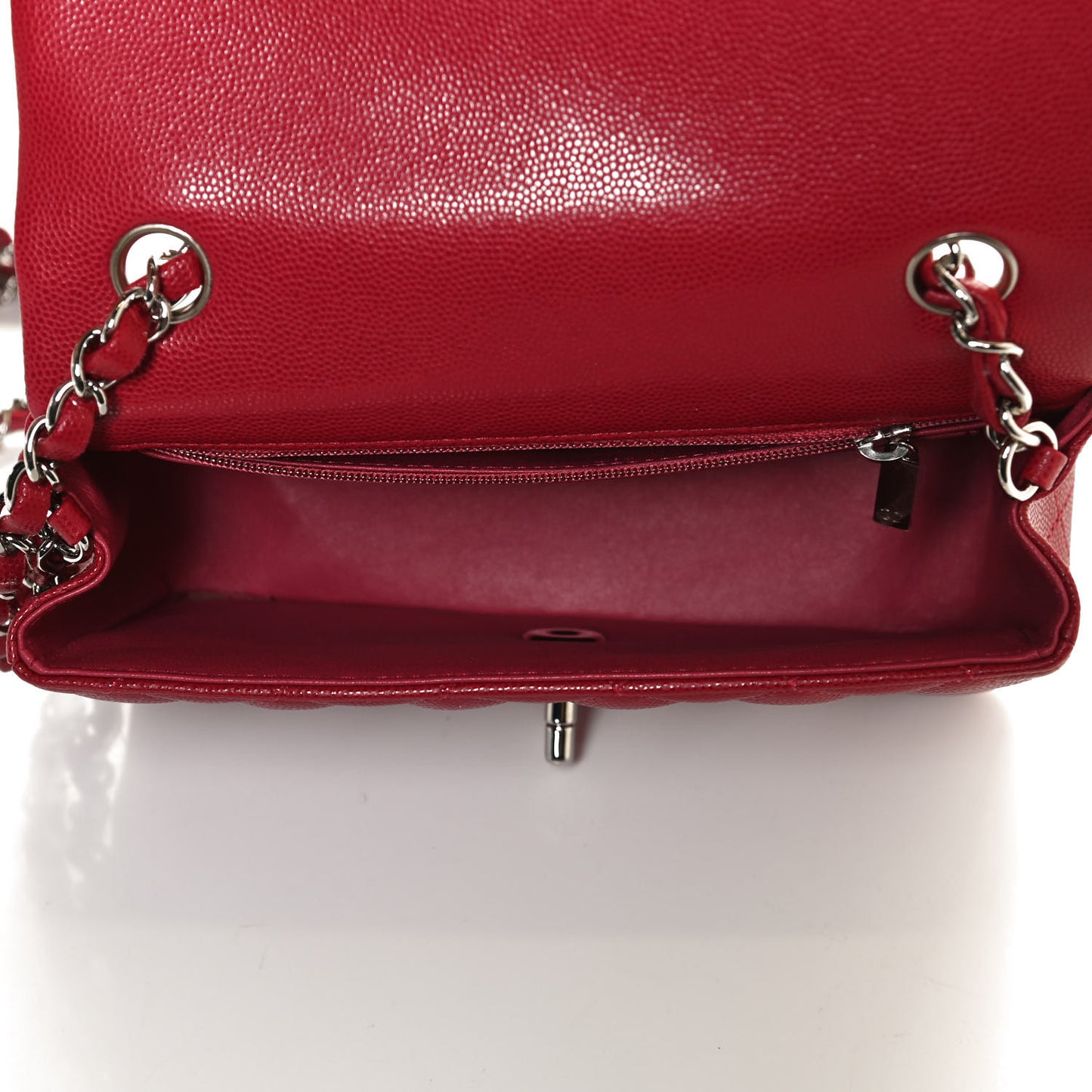 Caviar Quilted Mini Rectangular Flap Red