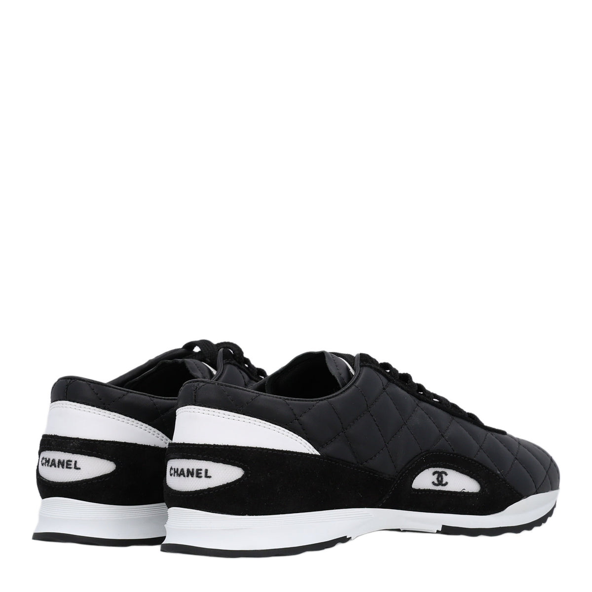 Suede Calfskin Quilted Sneakers 36.5 Black