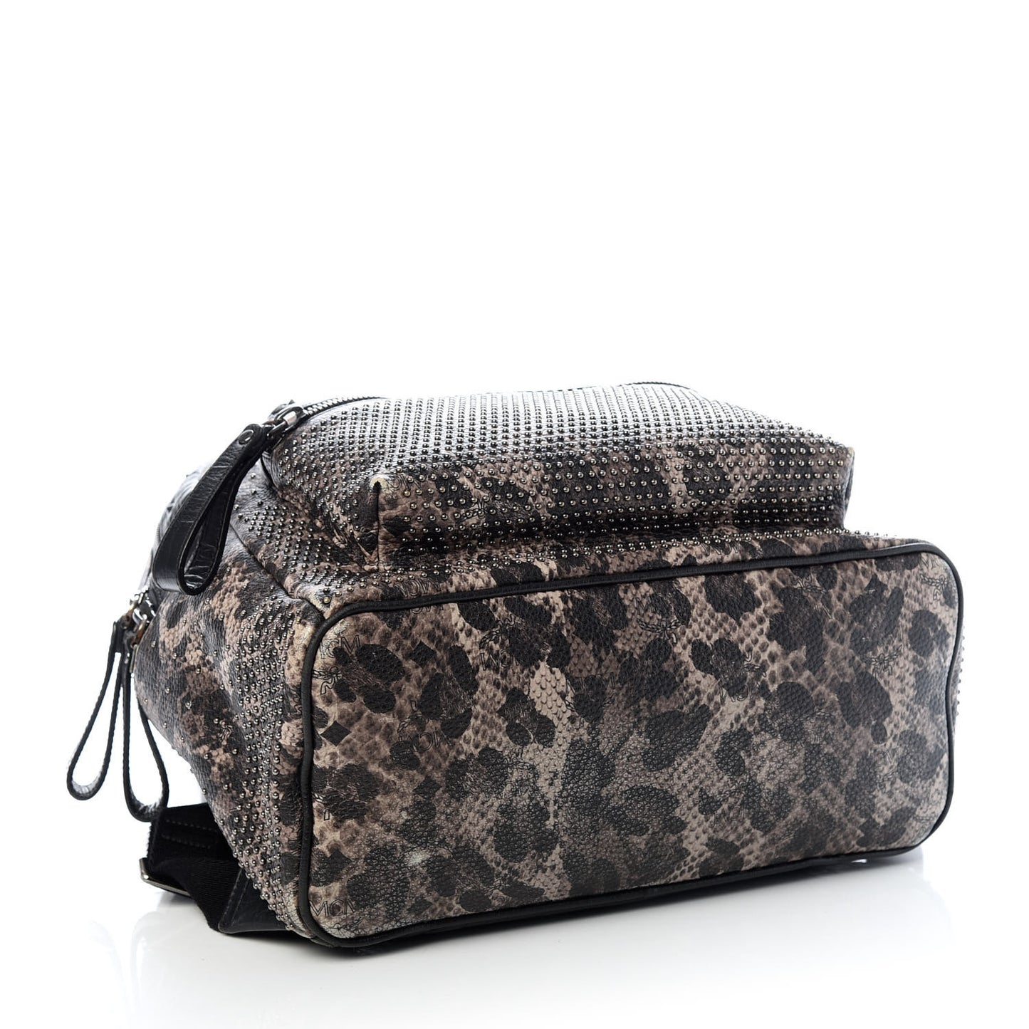 Visetos Snakeskin Printed Studded Medium Stark Backpack Grey