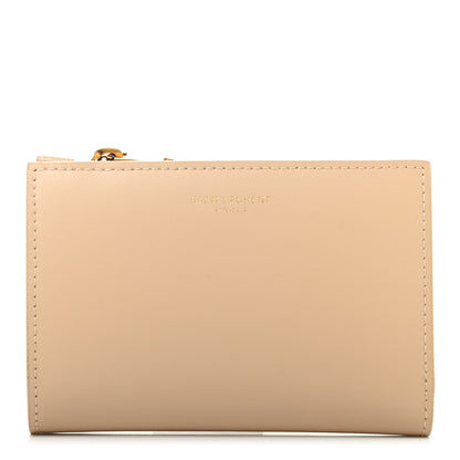 Saint Laurent Calfskin Monogram Bi-Fold Zipped Wallet Nude Powder 1 of 4