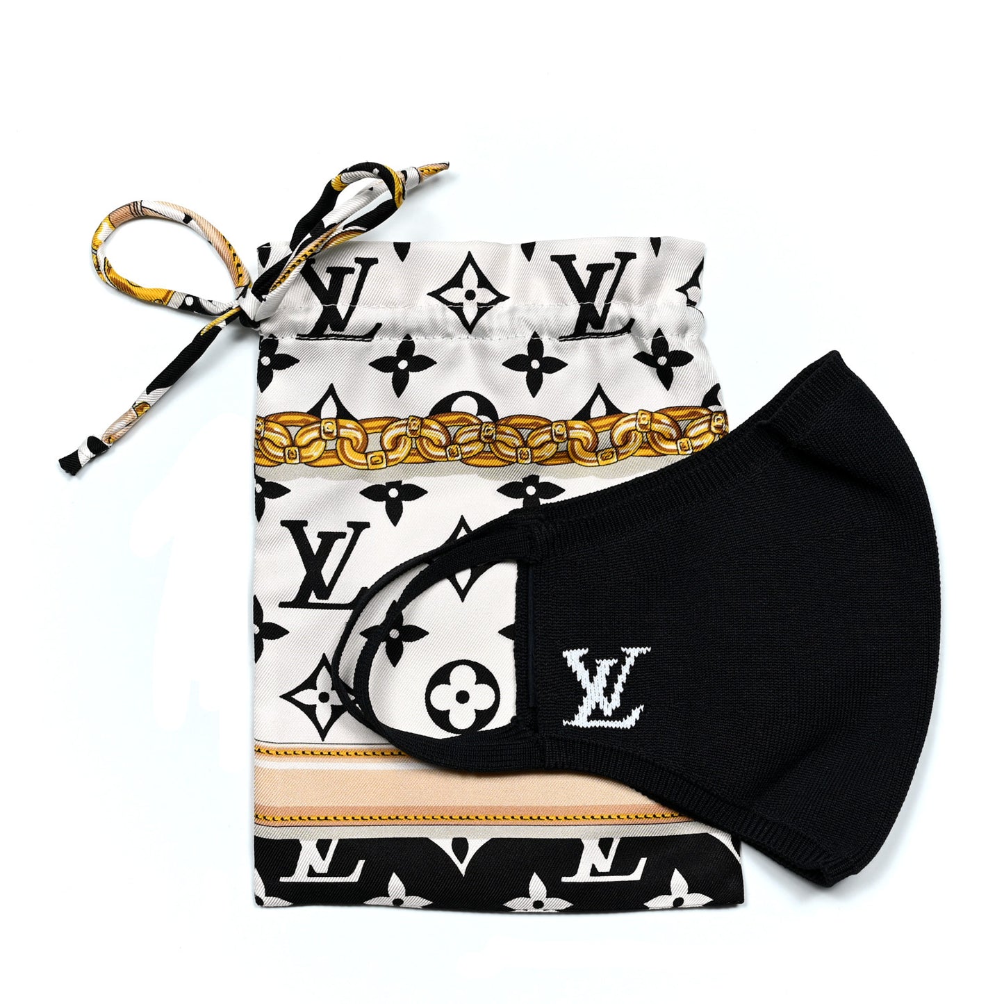 LV Initials Knit Face Mask Black