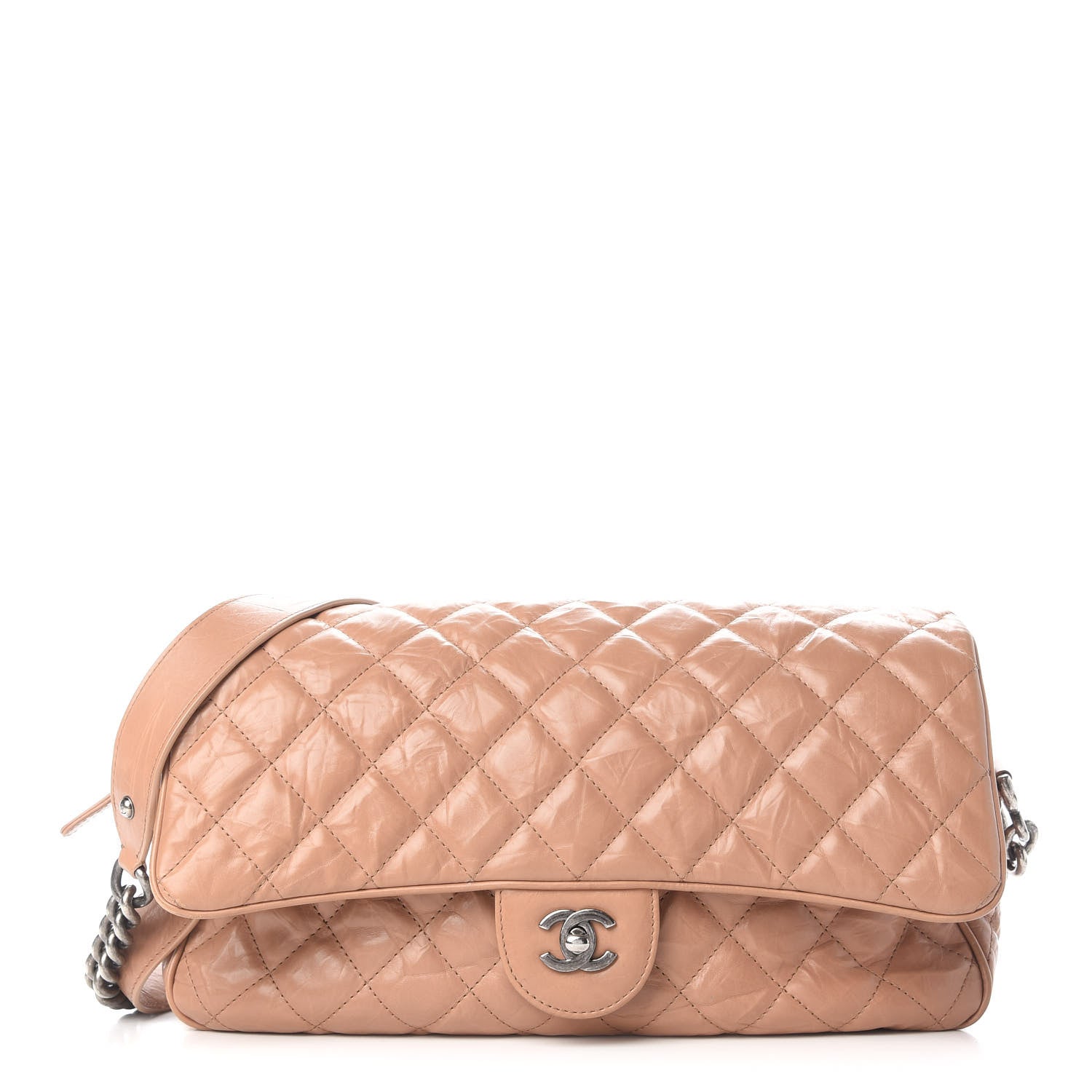 Chanel Aged Calfskin Quilted Medium Chain Detail Flap Light Brown 1 of 10