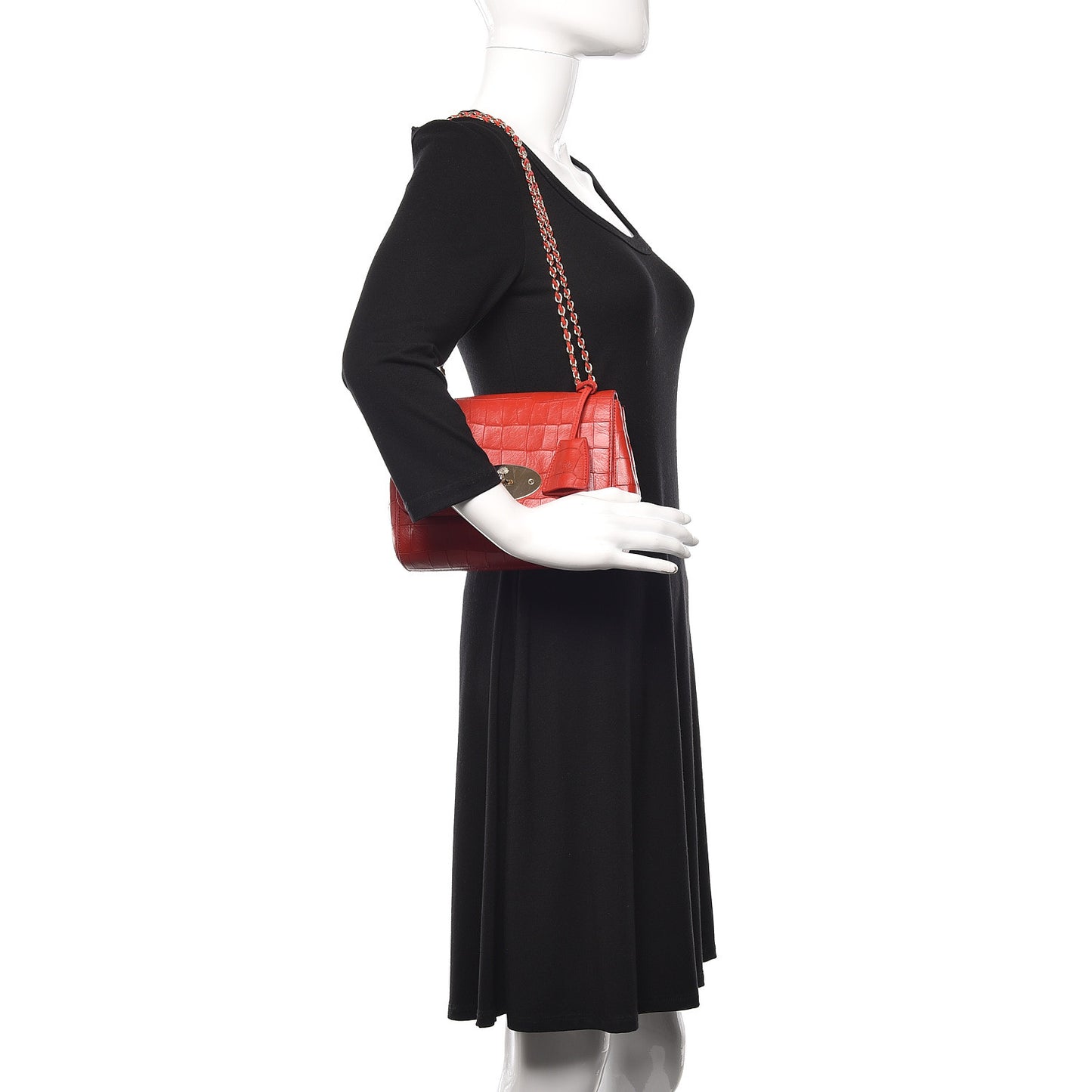 Nappa Crocodile Embossed Small Lily Flap Red