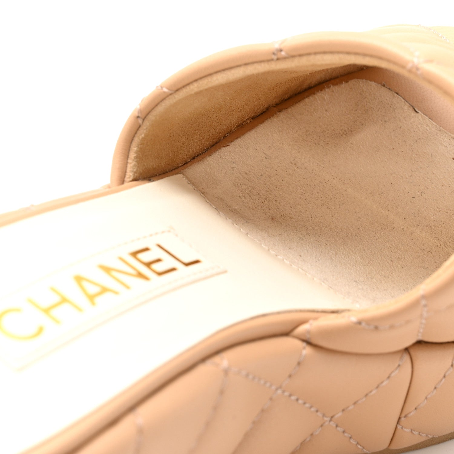 Chanel Lambskin Quilted Camelia CC Wedge Sandal Mules 37 Beige 11 of 12