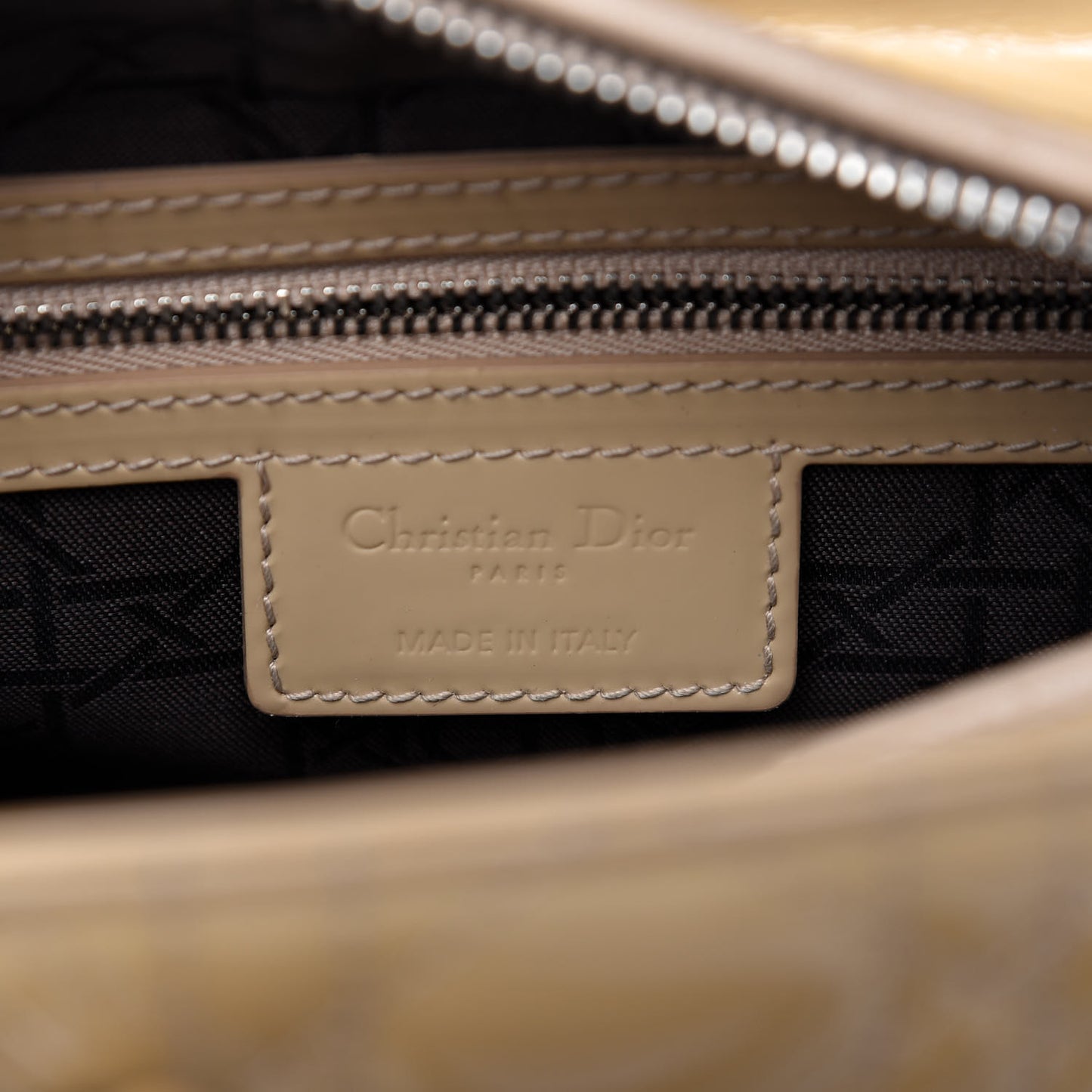 Patent Cannage Medium Lady Dior Beige