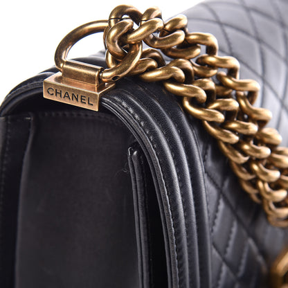 Chanel Lambskin Quilted Medium Boy Flap Dark Navy 17 of 18