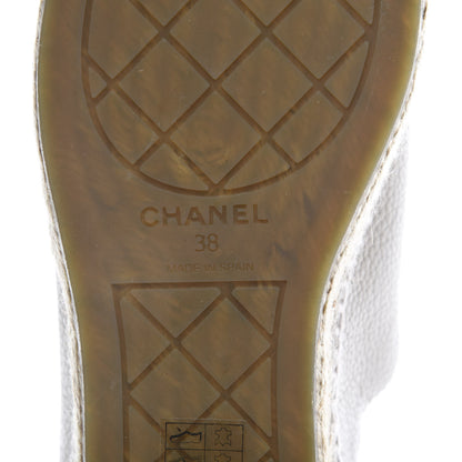 Chanel Grained Calfskin CC Espadrilles 38 Beige Black 7 of 8
