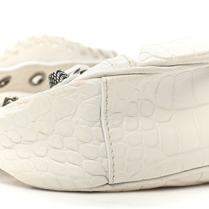 Balenciaga Extra Supple Calfskin Crocodile Embossed Le Cagole Shoulder Bag XS White 9 of 16