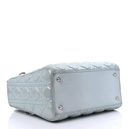 Christian Dior Metallic Lambskin Cannage Medium Lady Dior Light Blue 4 of 18