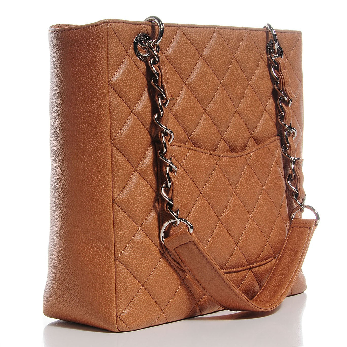 Caviar Quilted Petit Shopping Tote PST Dark Beige