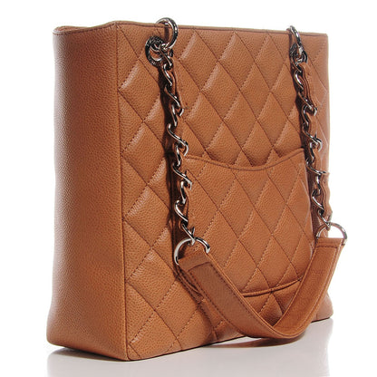 Chanel Caviar Quilted Petit Shopping Tote PST Dark Beige 3 of 7
