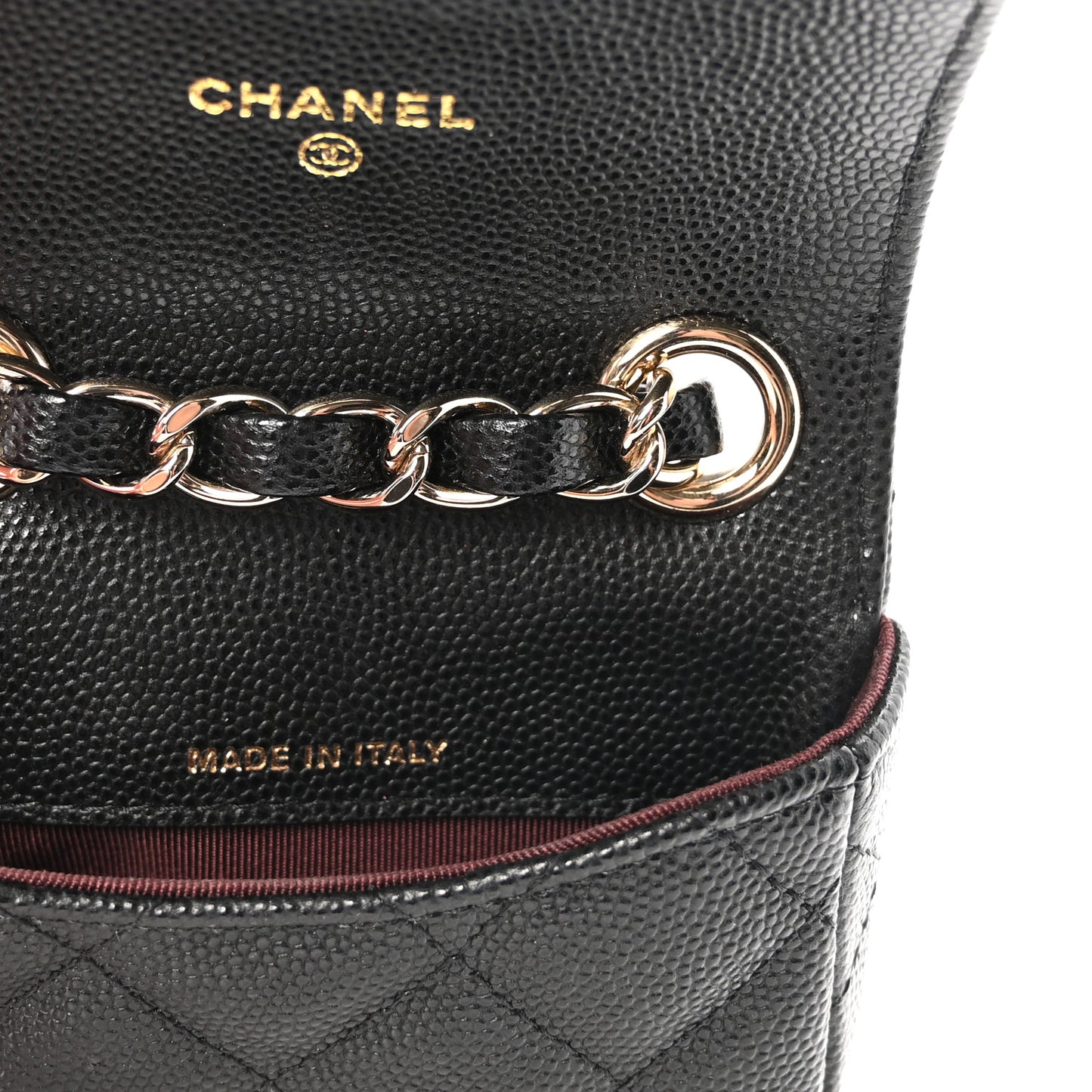 Caviar Quilted Mini Chain Belt Bag Black