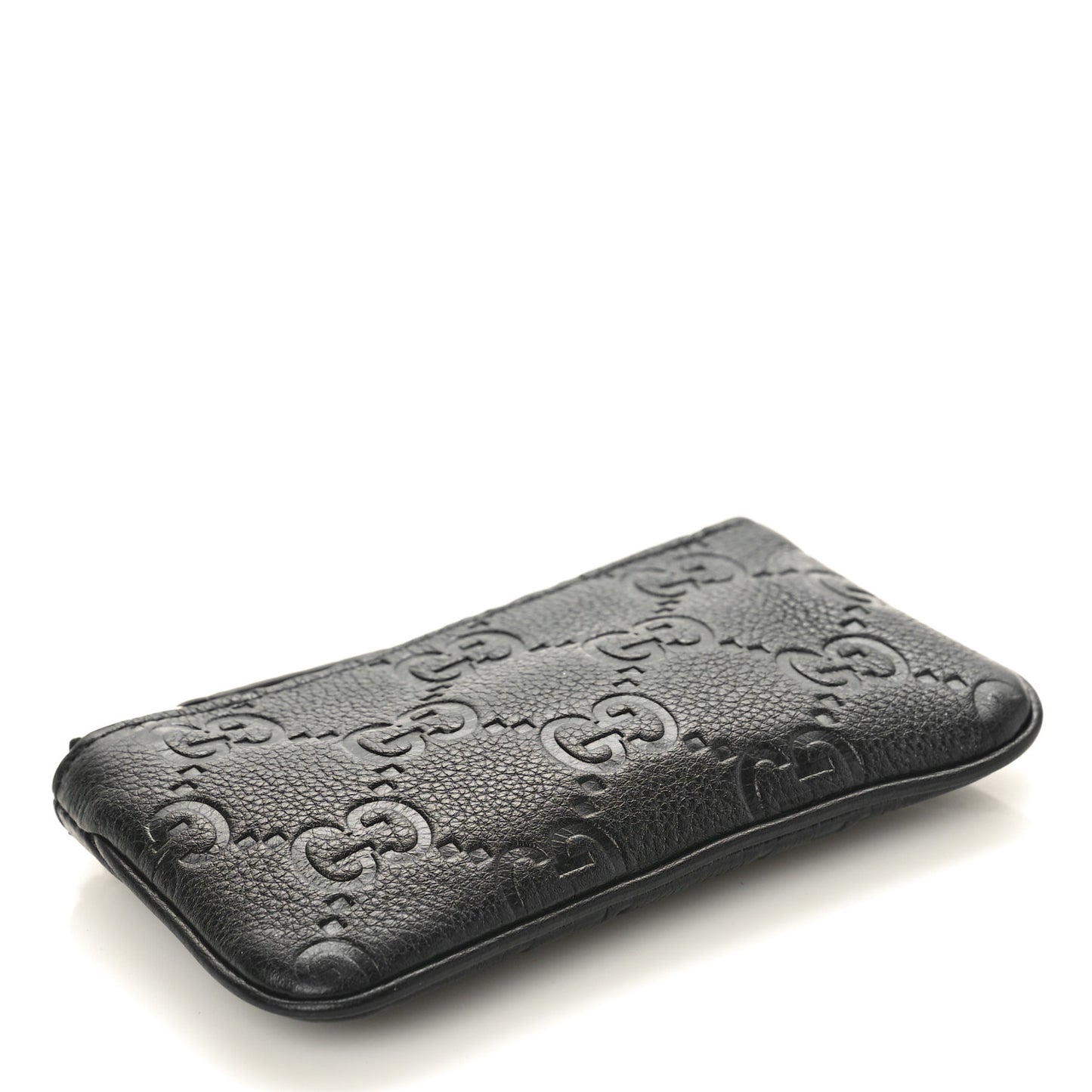 Guccissima GG Emblem Zip Key Case Black