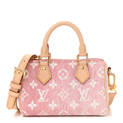 Louis Vuitton Monogram Jacquard Denim Nano Speedy Bandouliere Pink 1 of 9