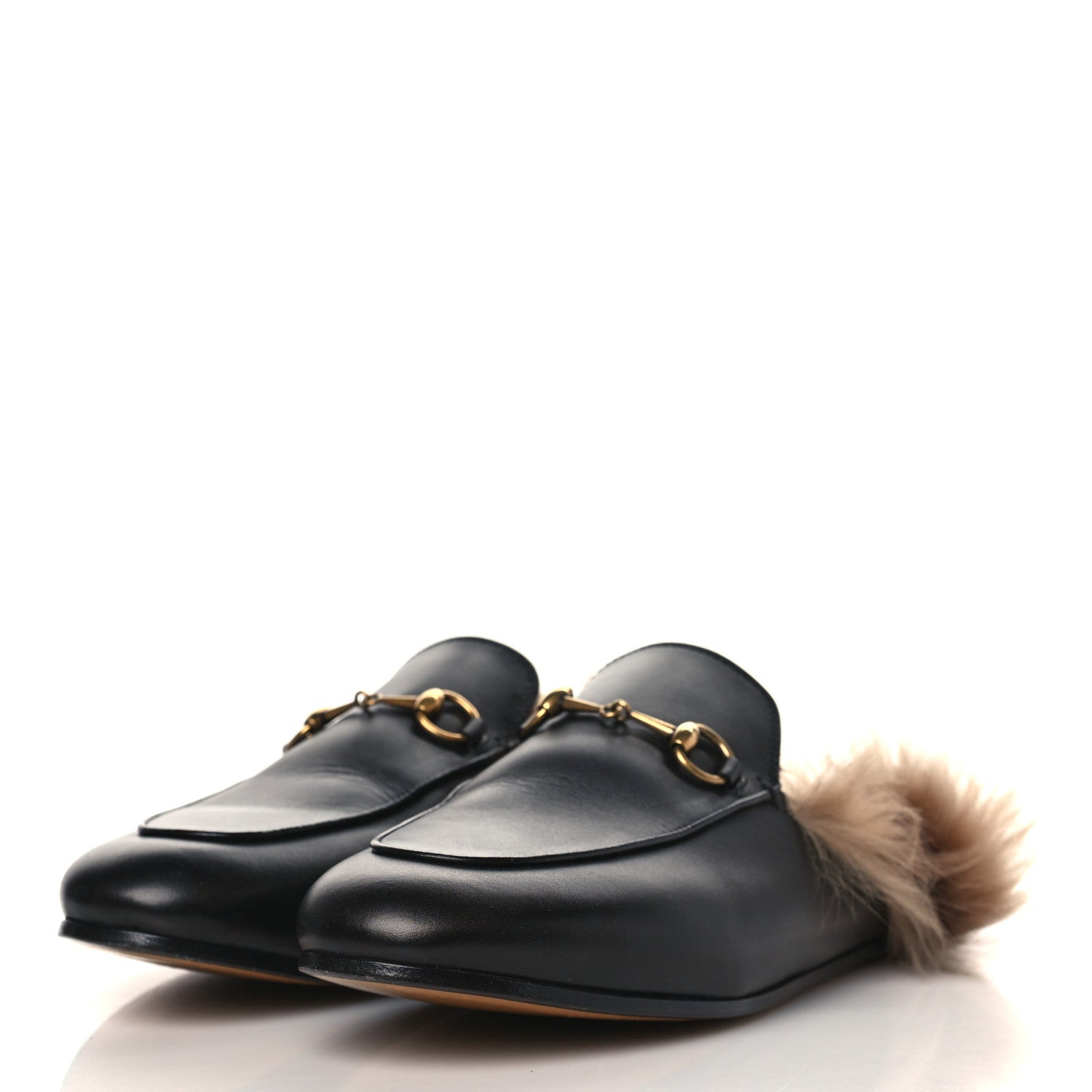Gucci Calfskin Fur Womens Princetown Slippers 38 Black 3 of 7