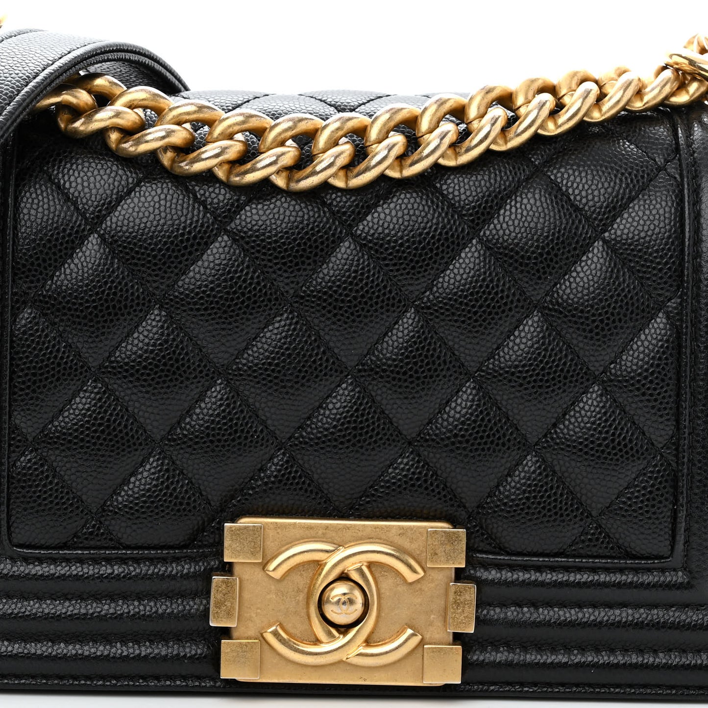 Caviar Quilted Small Boy Flap Black