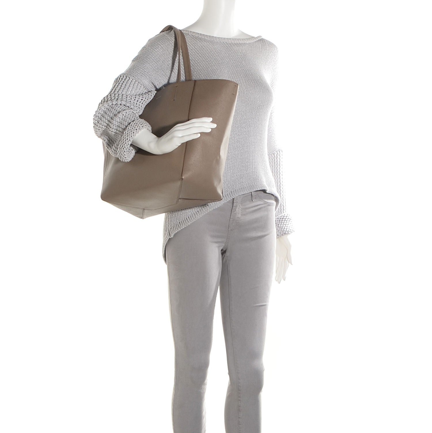 Celine Grained Calfskin Small Phantom Luggage Cabas Taupe 2 of 7