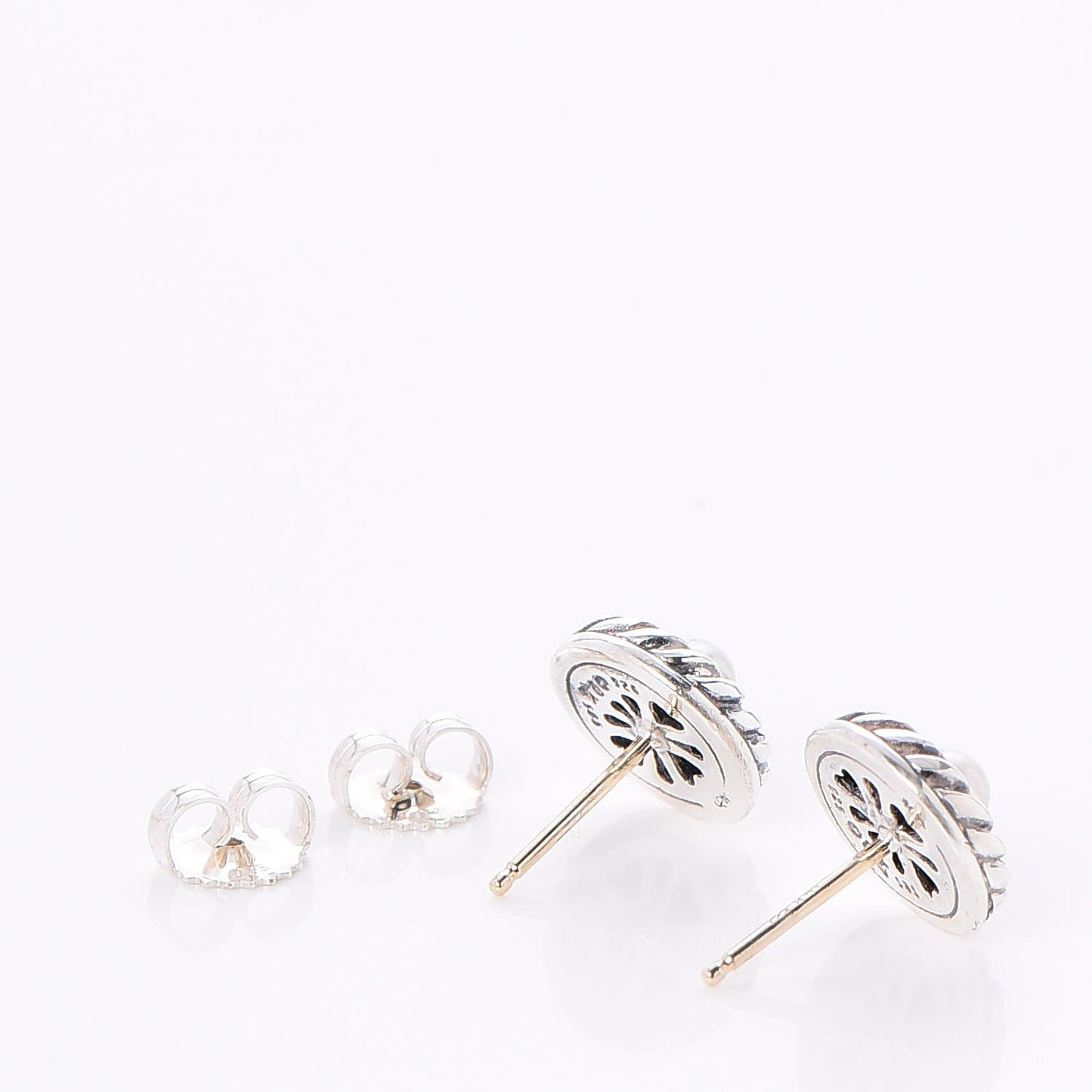 Sterling Silver 14K Yellow Gold Pearl Cookie Earrings