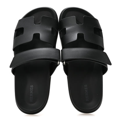 Hermes Calfskin Womens Chypre Sandals 38 Black 2 of 9