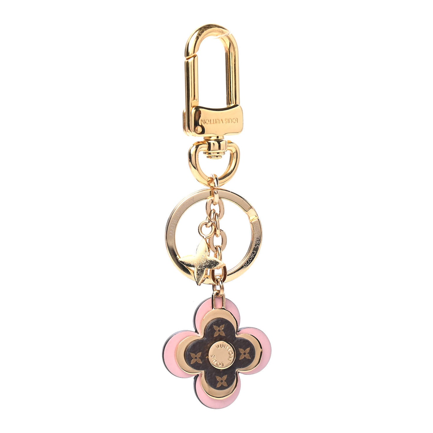 Monogram Blooming Flowers BB Bag Charm Key Holder Pink