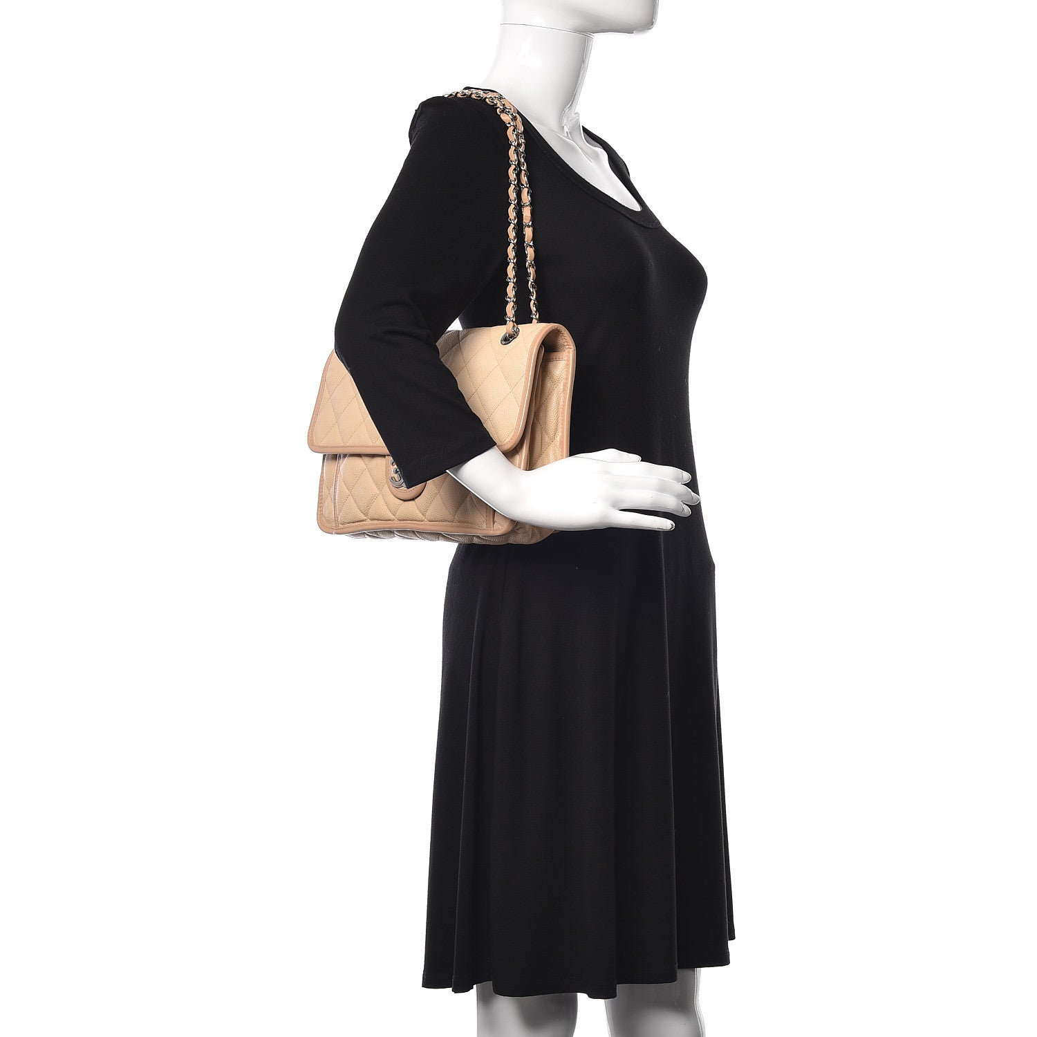 Chanel Caviar Quilted Large French Riviera Flap Beige 2 of 11