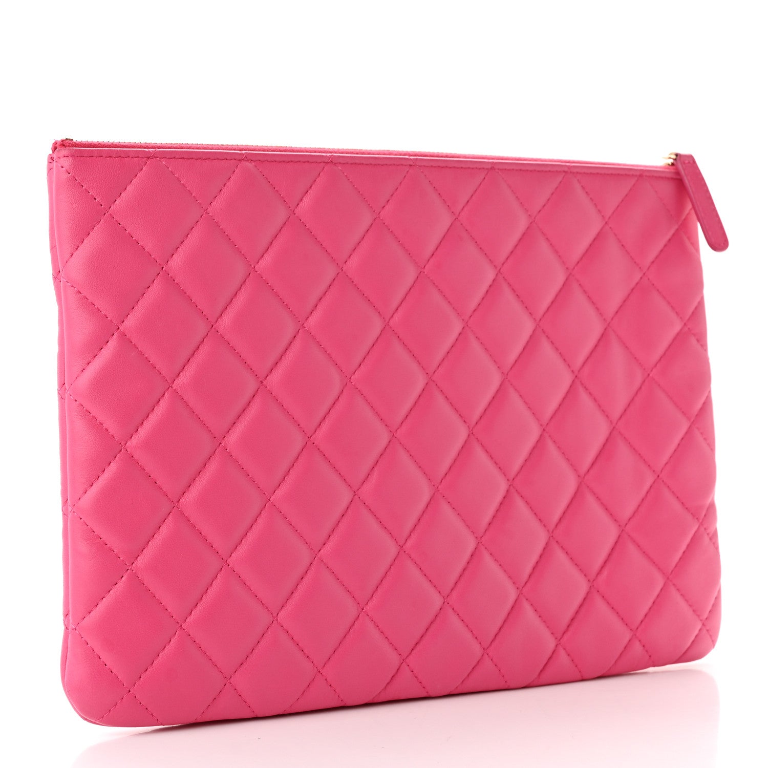 Chanel Lambskin Quilted Medium Cosmetic Case Dark Pink 3 of 14