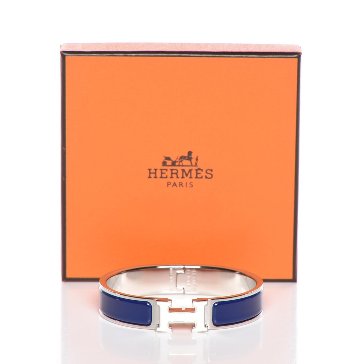 Narrow Enamel Clic Clac H Bracelet PM Indigo White