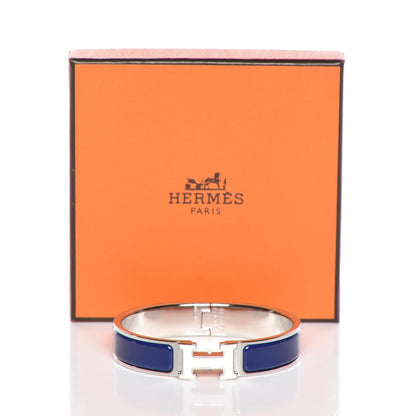 Hermes Narrow Enamel Clic Clac H Bracelet PM Indigo White 5 of 5