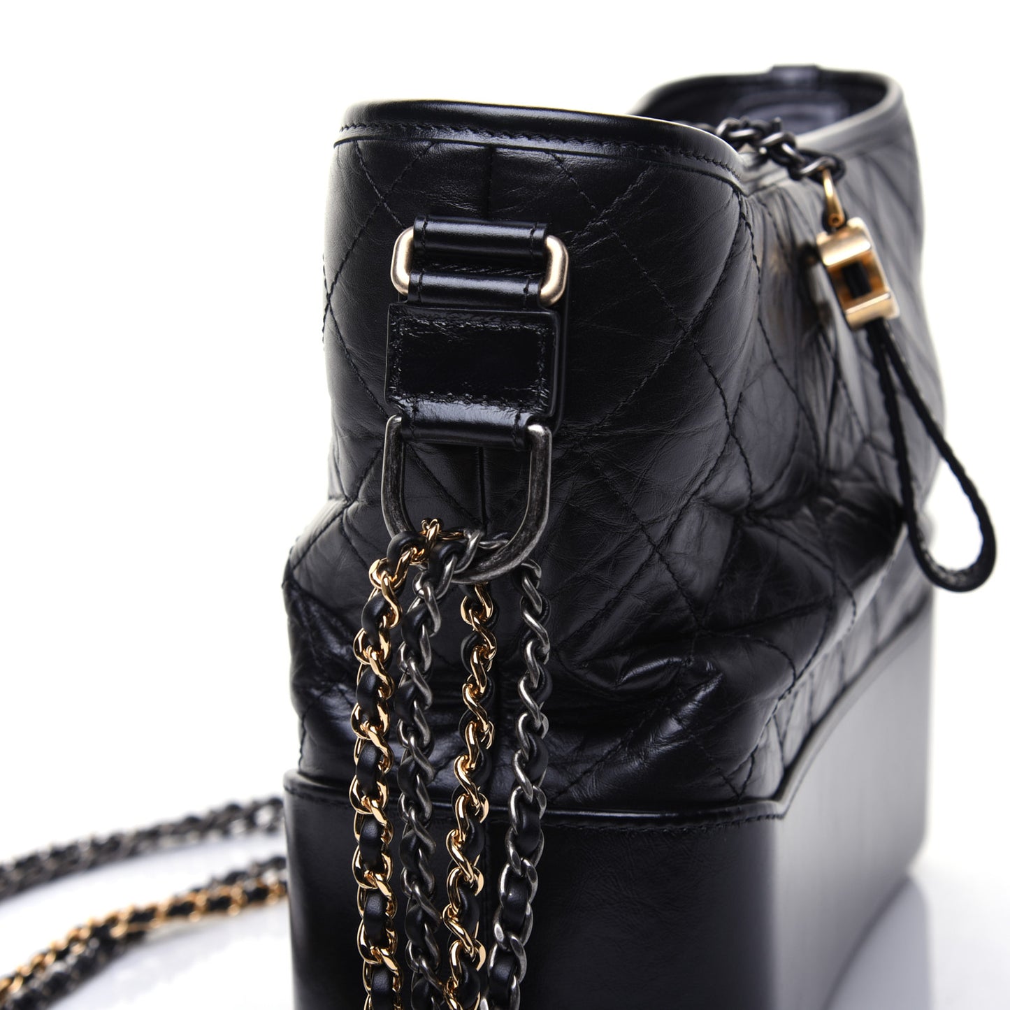 Aged Calfskin Quilted Medium Gabrielle Hobo Black