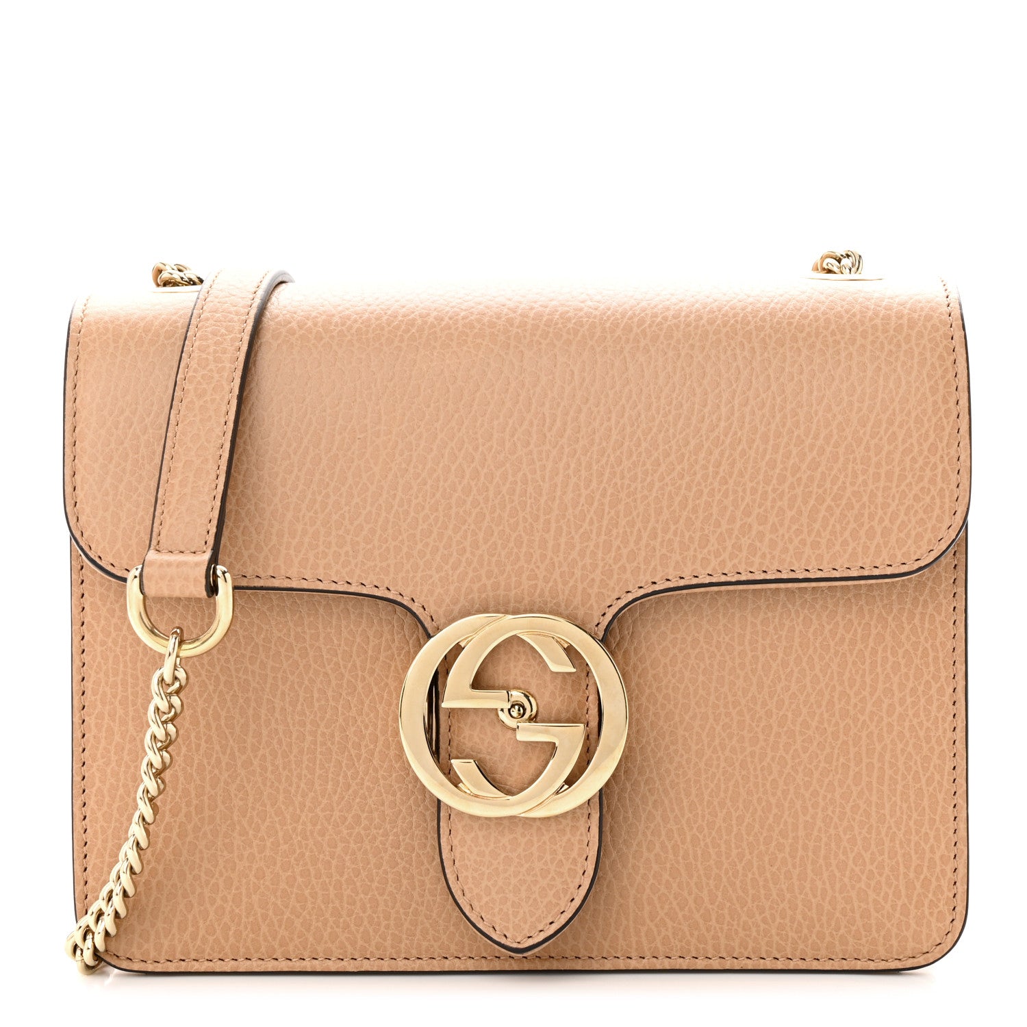 Gucci Dollar Calfskin Small Interlocking G Shoulder Bag Camelia 1 of 10