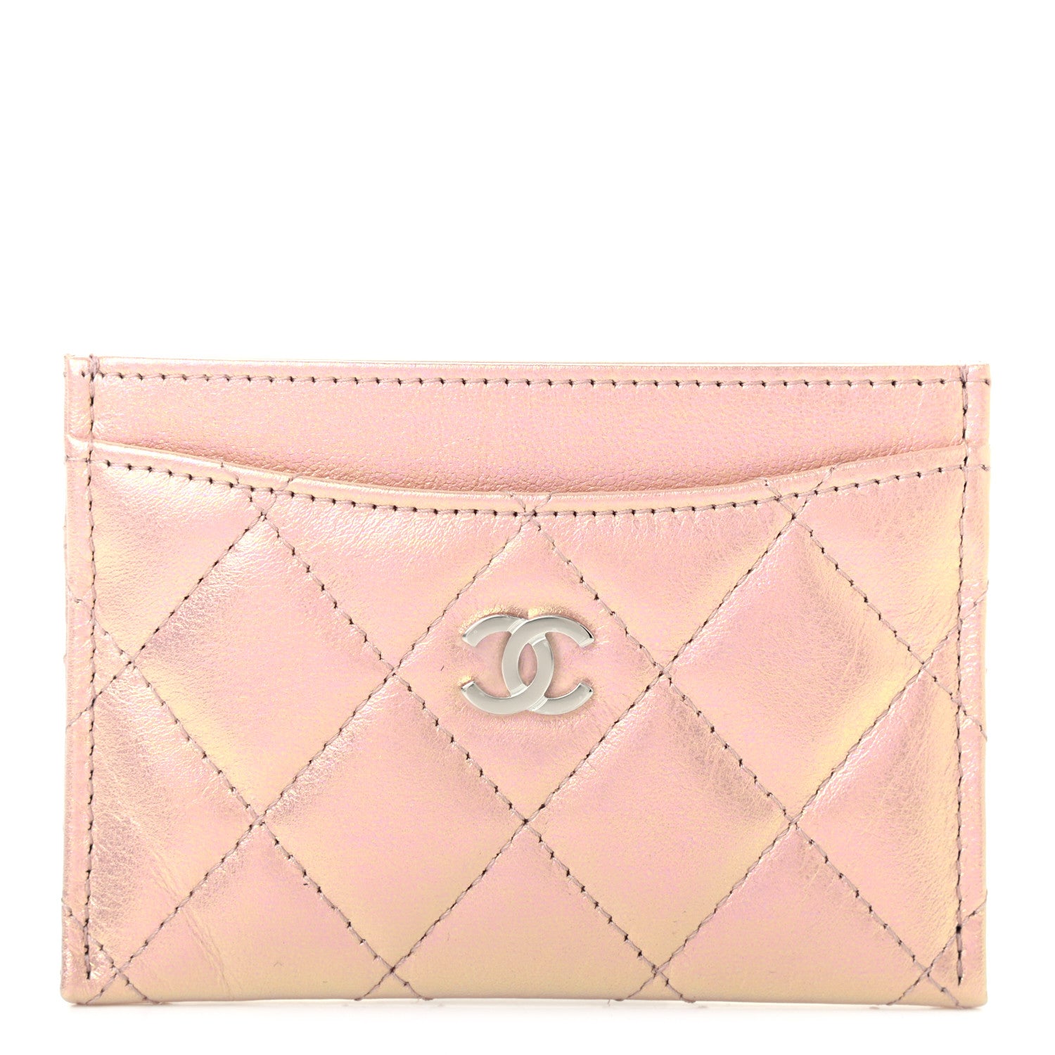 Chanel Iridescent Calfskin Quilted Card Holder Pink 1 of 8