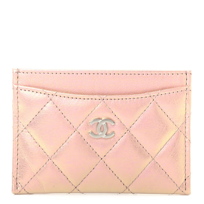 Chanel Iridescent Calfskin Quilted Card Holder Pink 1 of 8