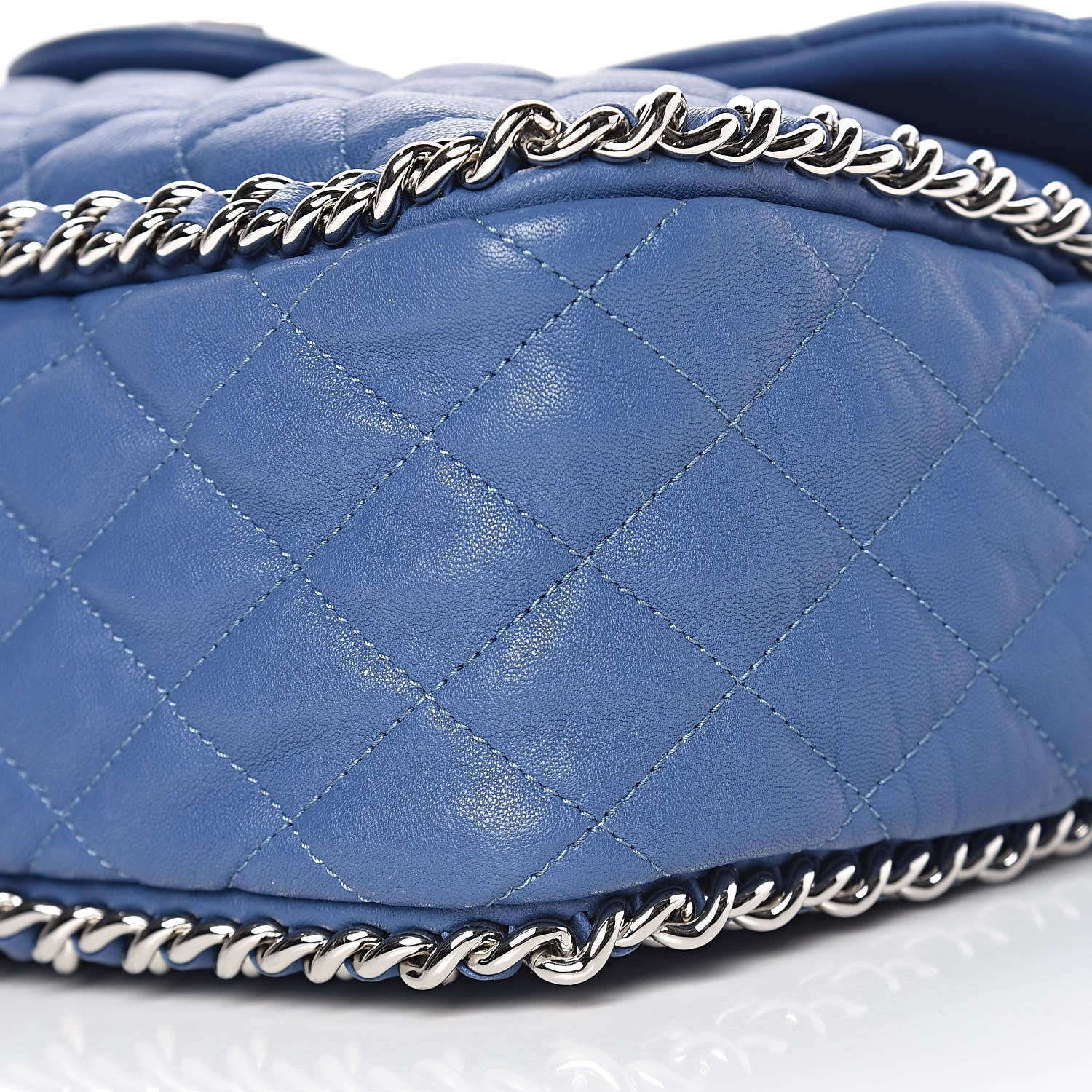Chanel Washed Lambskin Quilted Chain Around Maxi Flap Light Blue 11 of 14