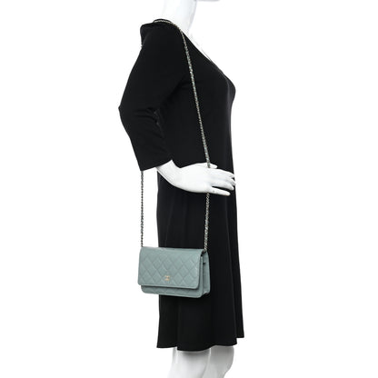 Chanel Caviar Quilted Wallet On Chain WOC Dark Green 2 of 16