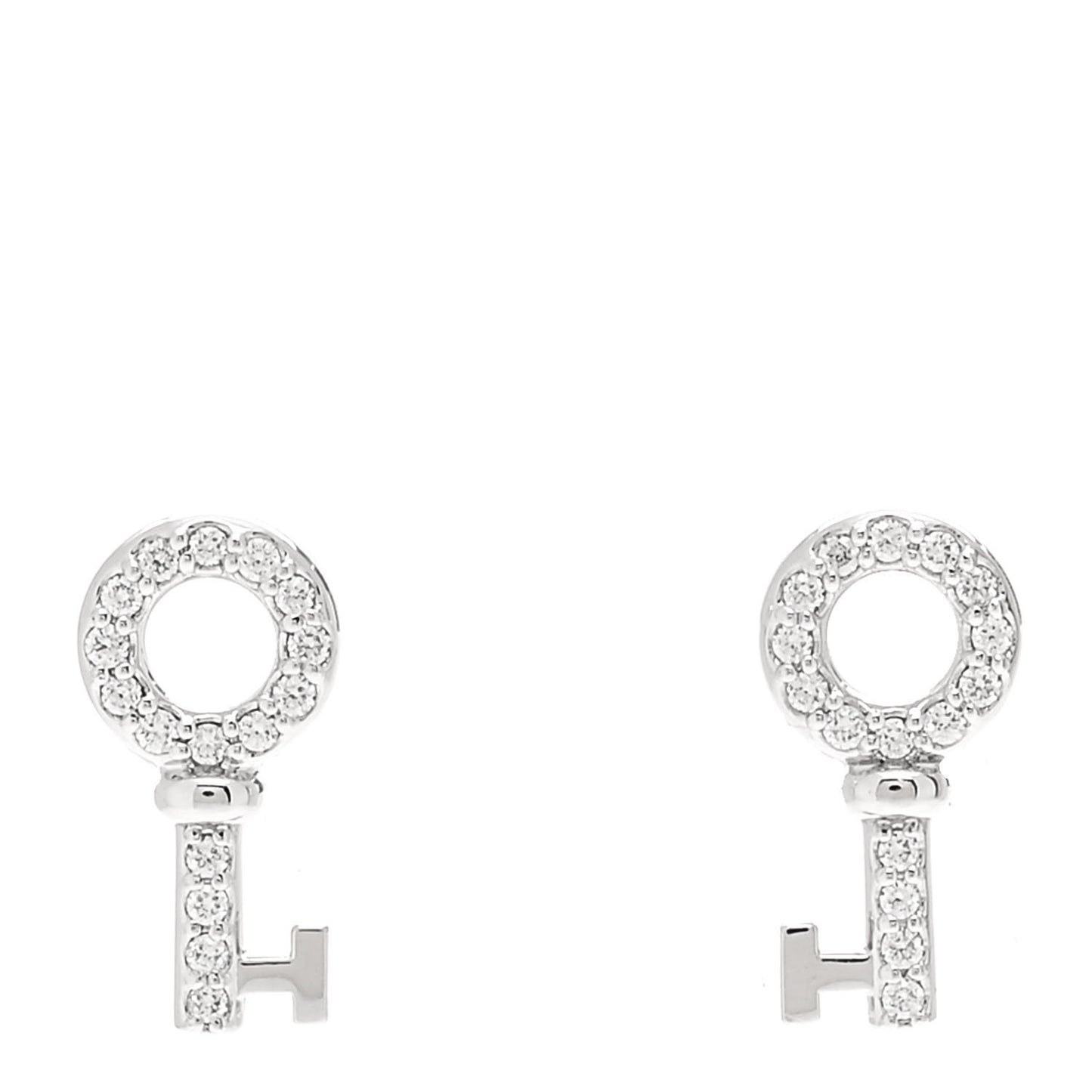 18K White Gold Diamond Mini Key Earrings
