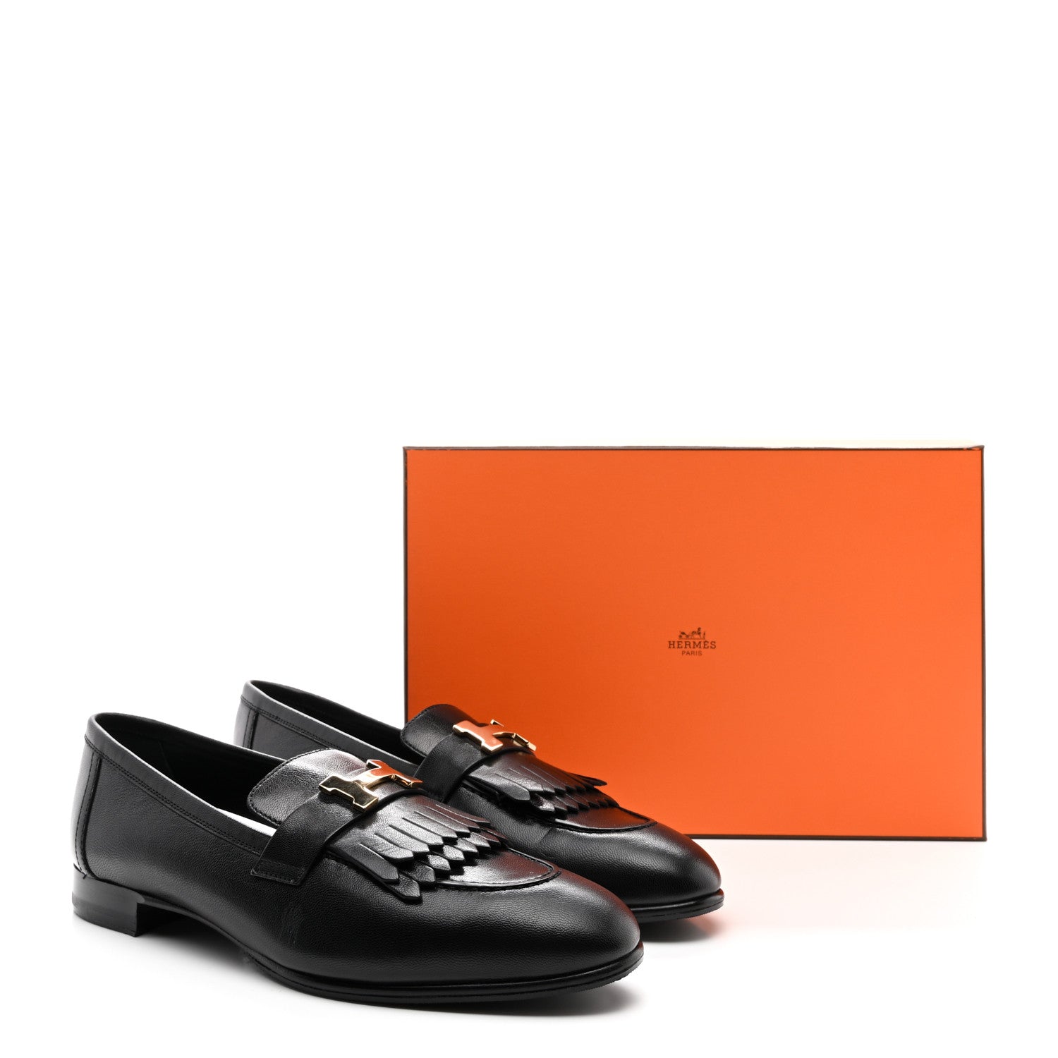 Hermes Goatskin Womens Royal Loafers 41 Black 9 of 9