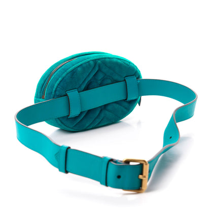 Gucci Velvet Matelasse GG Marmont Belt Bag 85 34 Pavone Cyan 3 of 11
