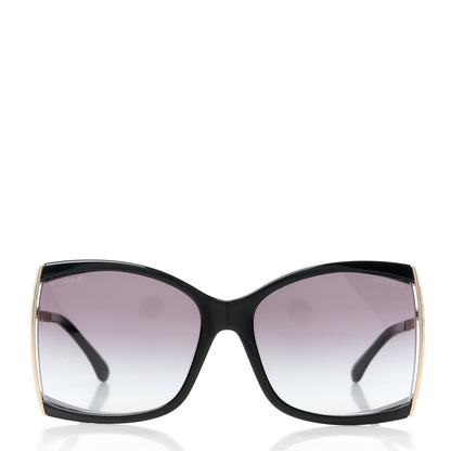 Chanel Acetate Metal Logo Square Sunglasses 71545A Black Gold 2 of 8