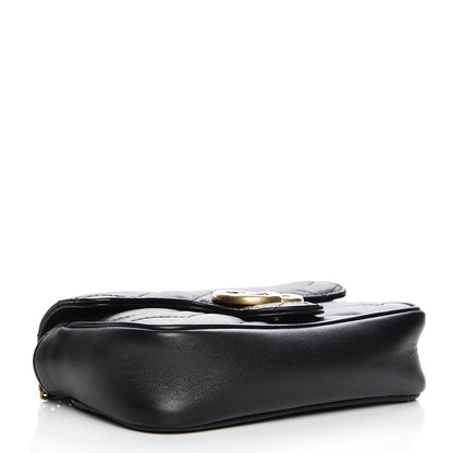 Gucci Calfskin Matelasse Super Mini GG Marmont Shoulder Bag Black 4 of 7