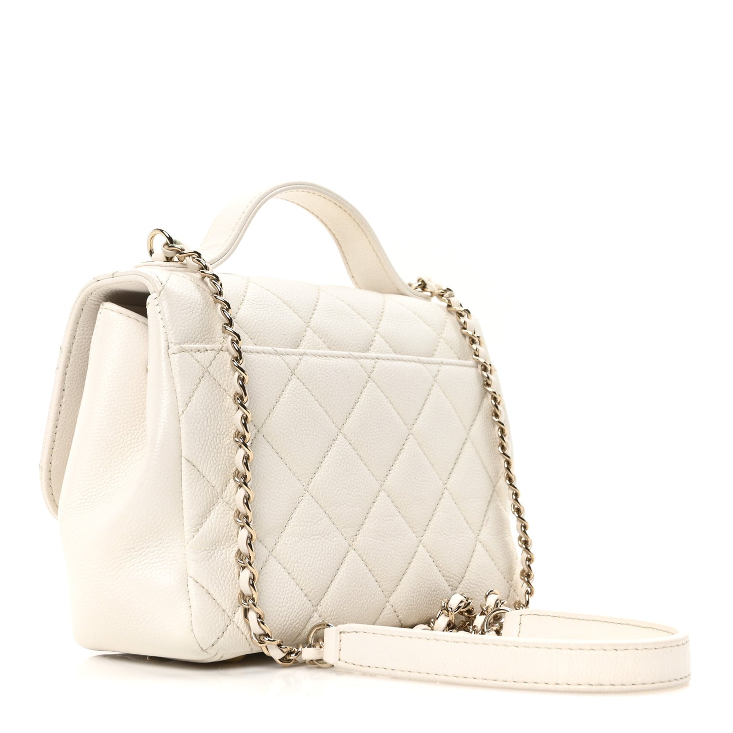 Caviar Quilted Small Business Affinity Flap White