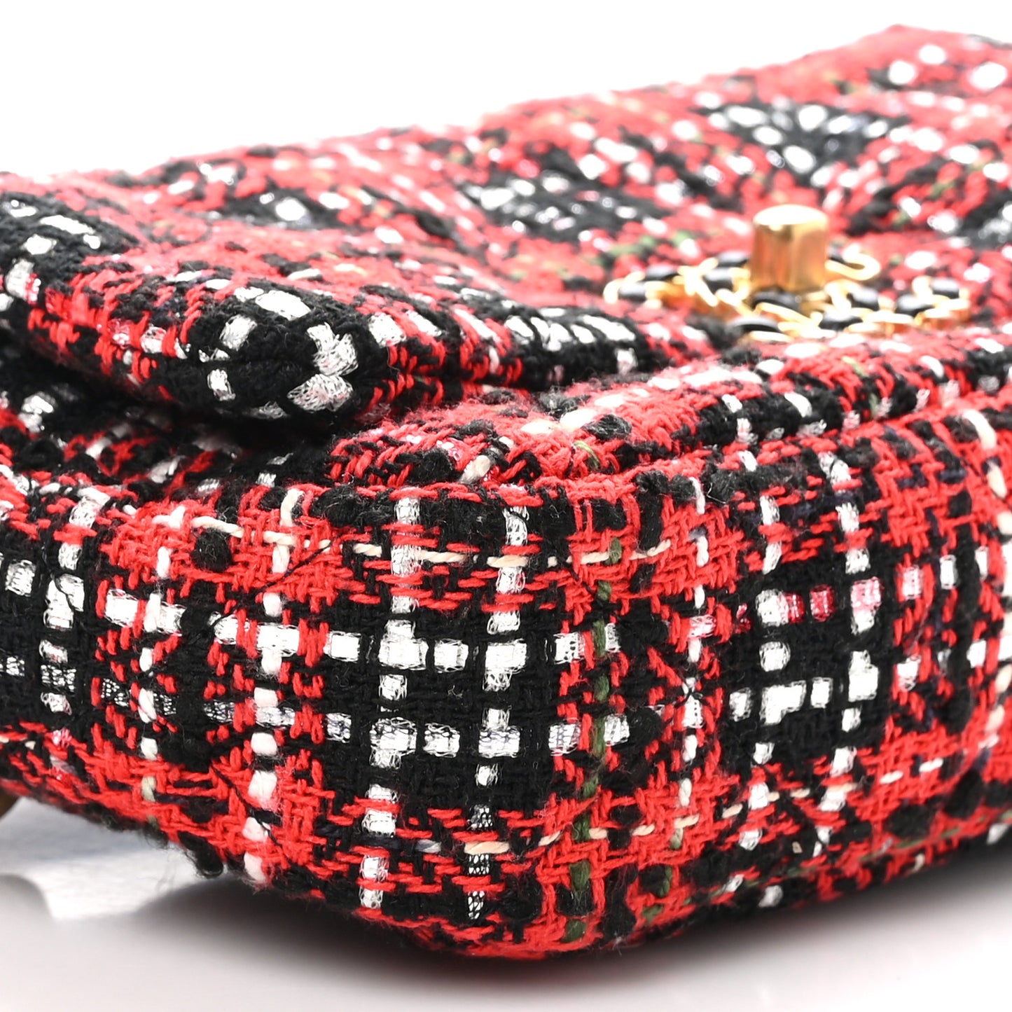 Tweed Quilted Chanel 19 Waist Bag Red Black Multicolor
