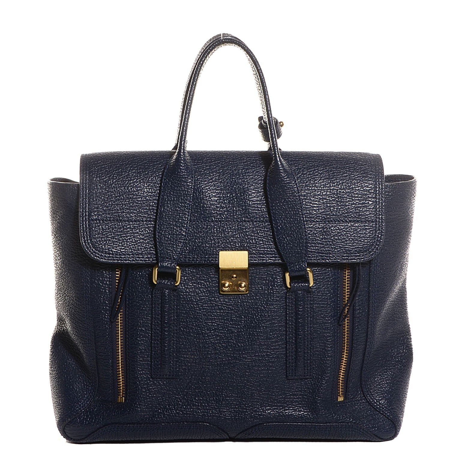 3.1 Phillip Lim Textured Calfskin Large Pashli Satchel Ink 1 of 9