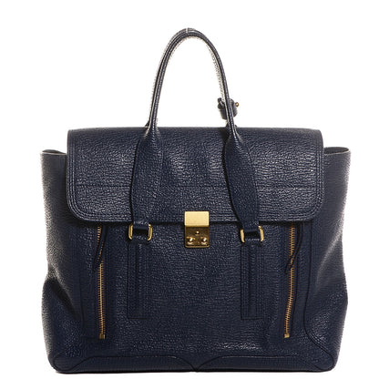 3.1 Phillip Lim Textured Calfskin Large Pashli Satchel Ink 1 of 9