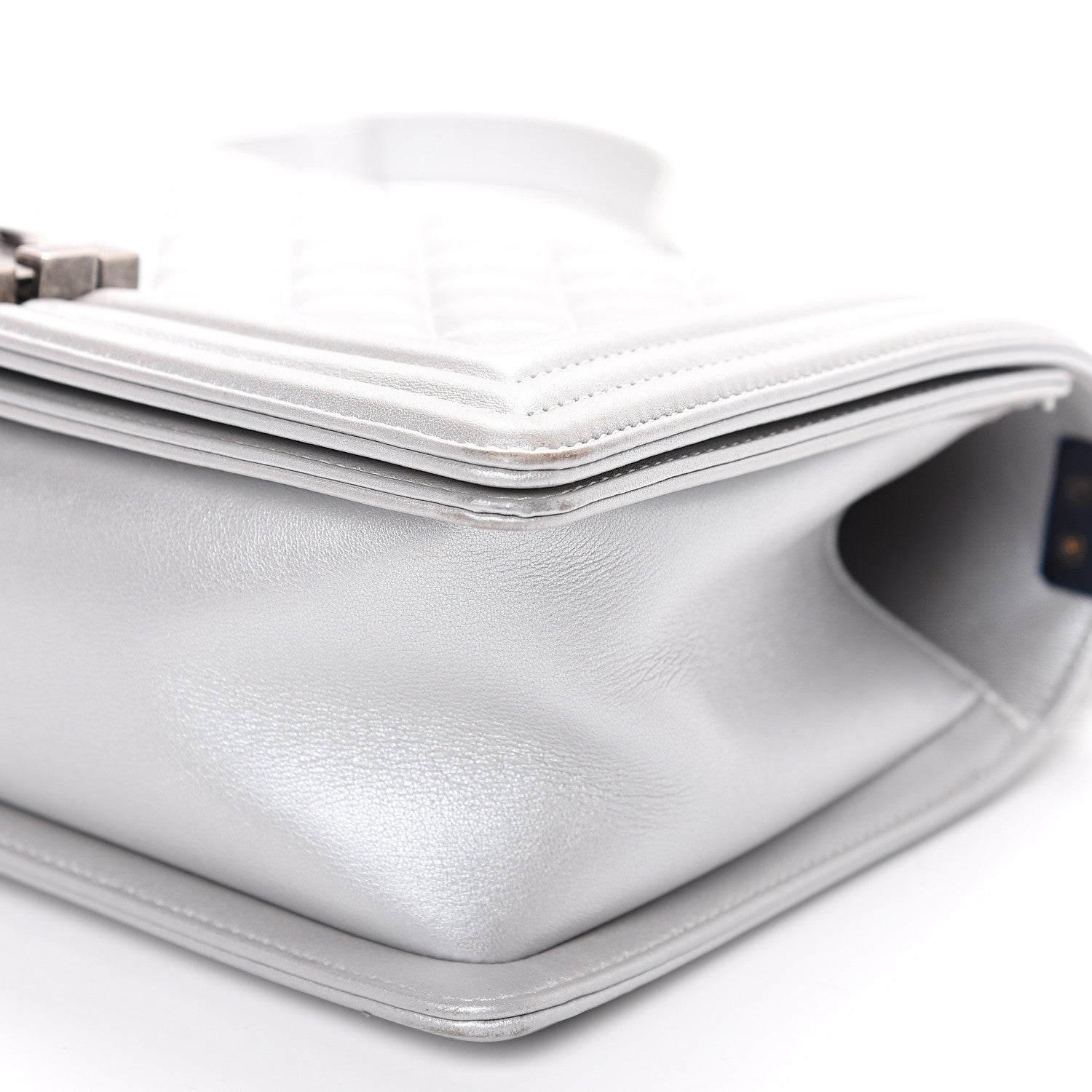 Chanel Metallic Calfskin Quilted Medium Boy Flap Silver 8 of 16