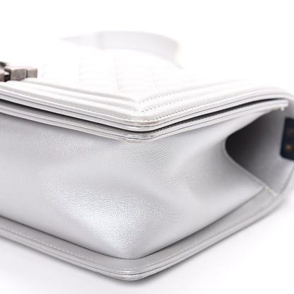 Chanel Metallic Calfskin Quilted Medium Boy Flap Silver 8 of 16