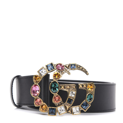 Gucci Calfskin Crystal Double G 40mm Belt 90 36 Black Multicolor 1 of 4