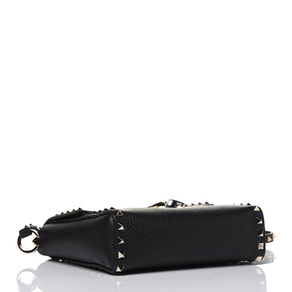 Valentino Garavani Pebbled Calfskin Rockstud Flip Lock Flap Messenger Black 4 of 17