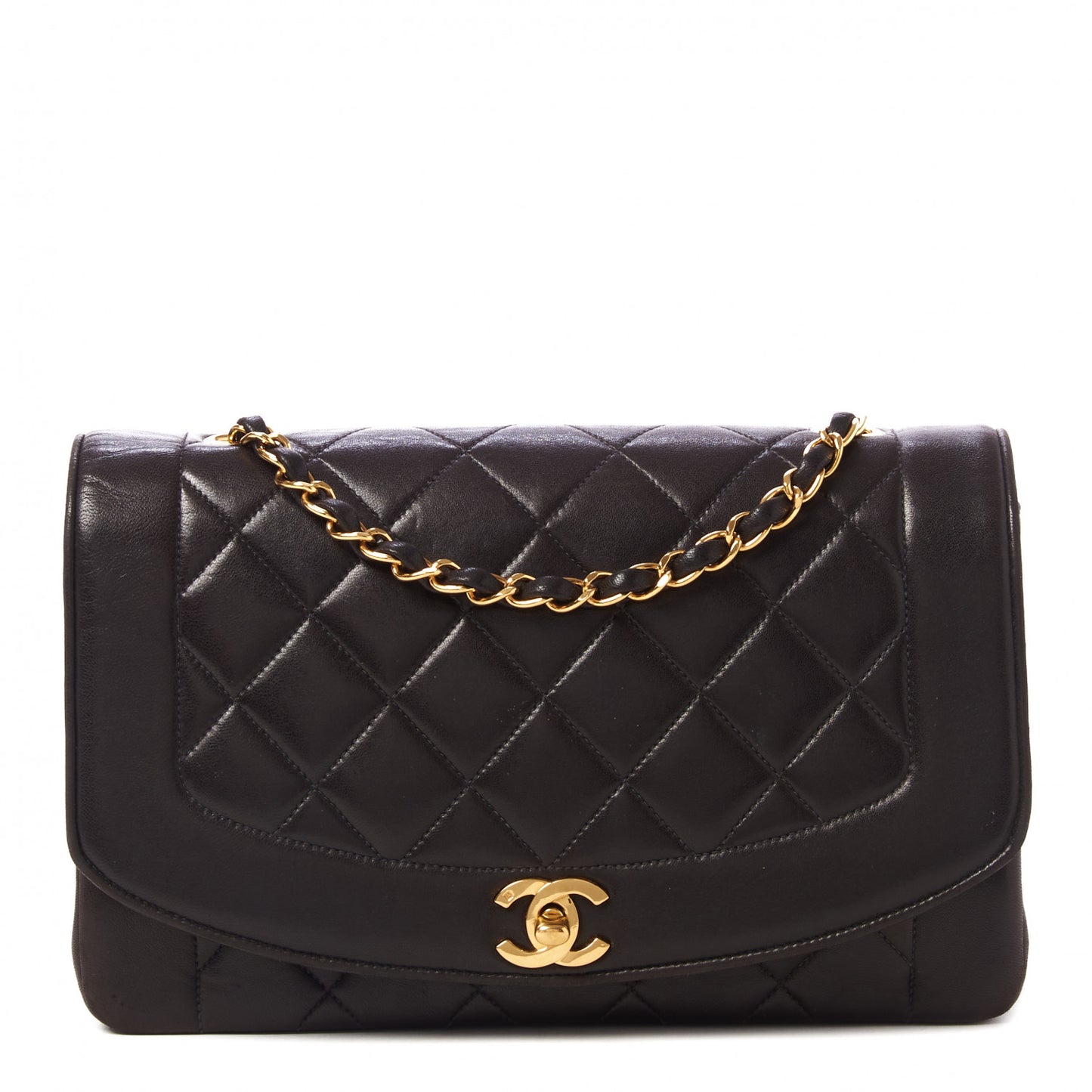 Lambskin Quilted Medium Single Flap Black