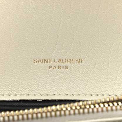 Saint Laurent Sheepskin Matelasse Chevron Monogram Medium College Bag Vintage Blanc 6 of 13
